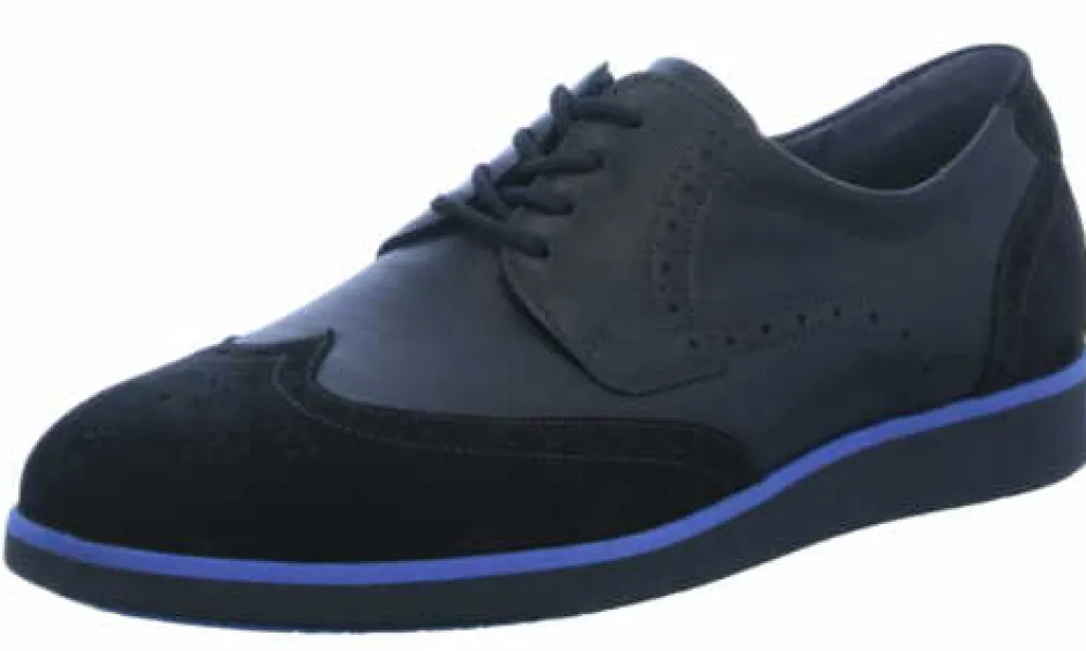 Waldläufer Freizeit Schnürer schwarz Helvin schwarz/blau-Herren Sneaker & Schnürer