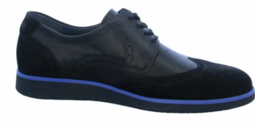 Waldläufer Freizeit Schnürer schwarz Helvin schwarz/blau-Herren Sneaker & Schnürer