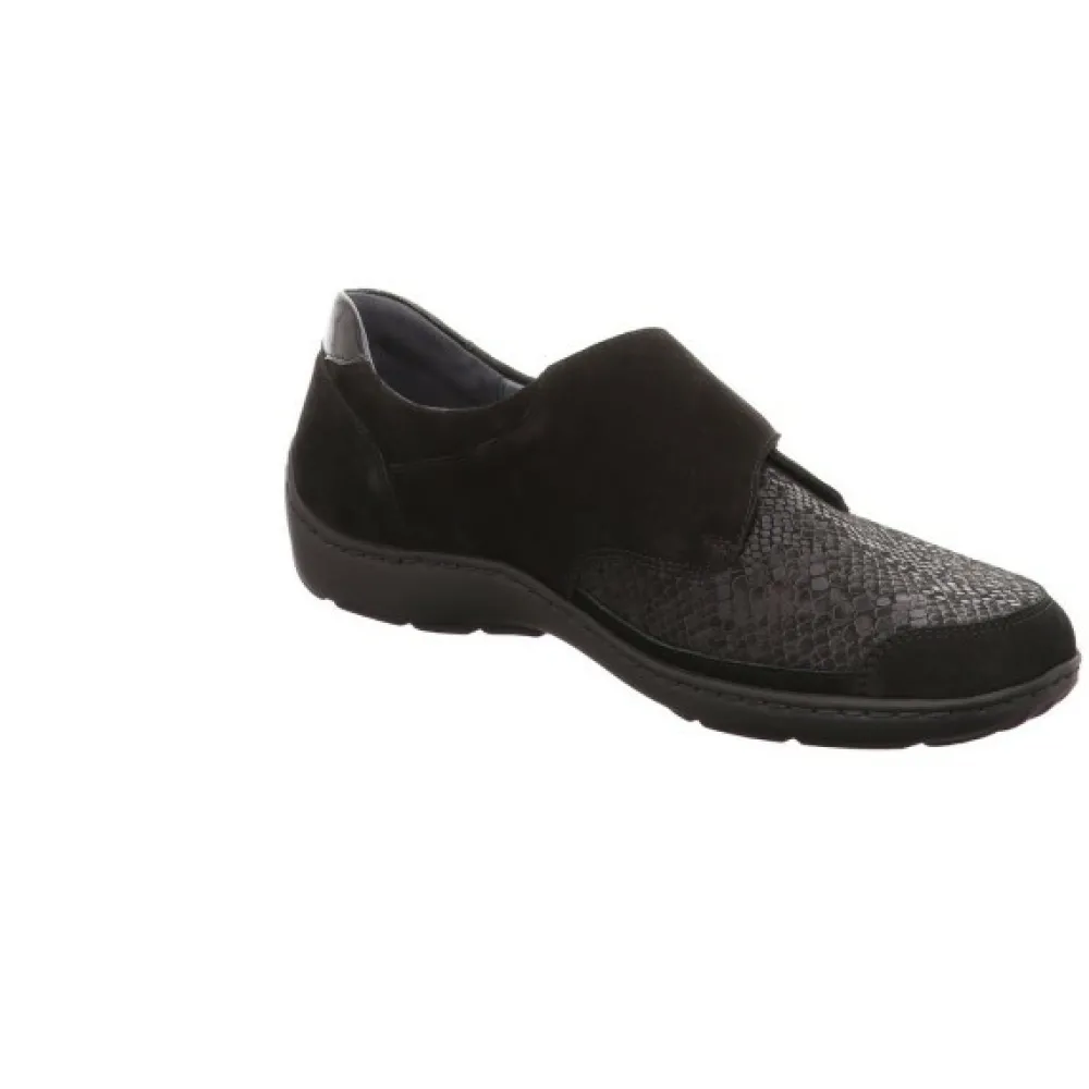 Waldläufer Komfort Slipper schwarz DENVER KROKUSSTR. TAIPEI-Damen Slipper