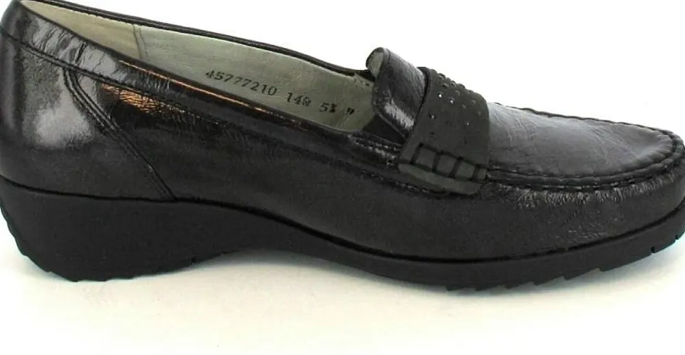 Waldläufer Mokassins schwarz-Damen Slipper