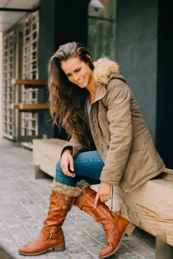 LOVENESS Stiefeletten braun Winterstiefel von-Damen Stiefel & Stiefeletten